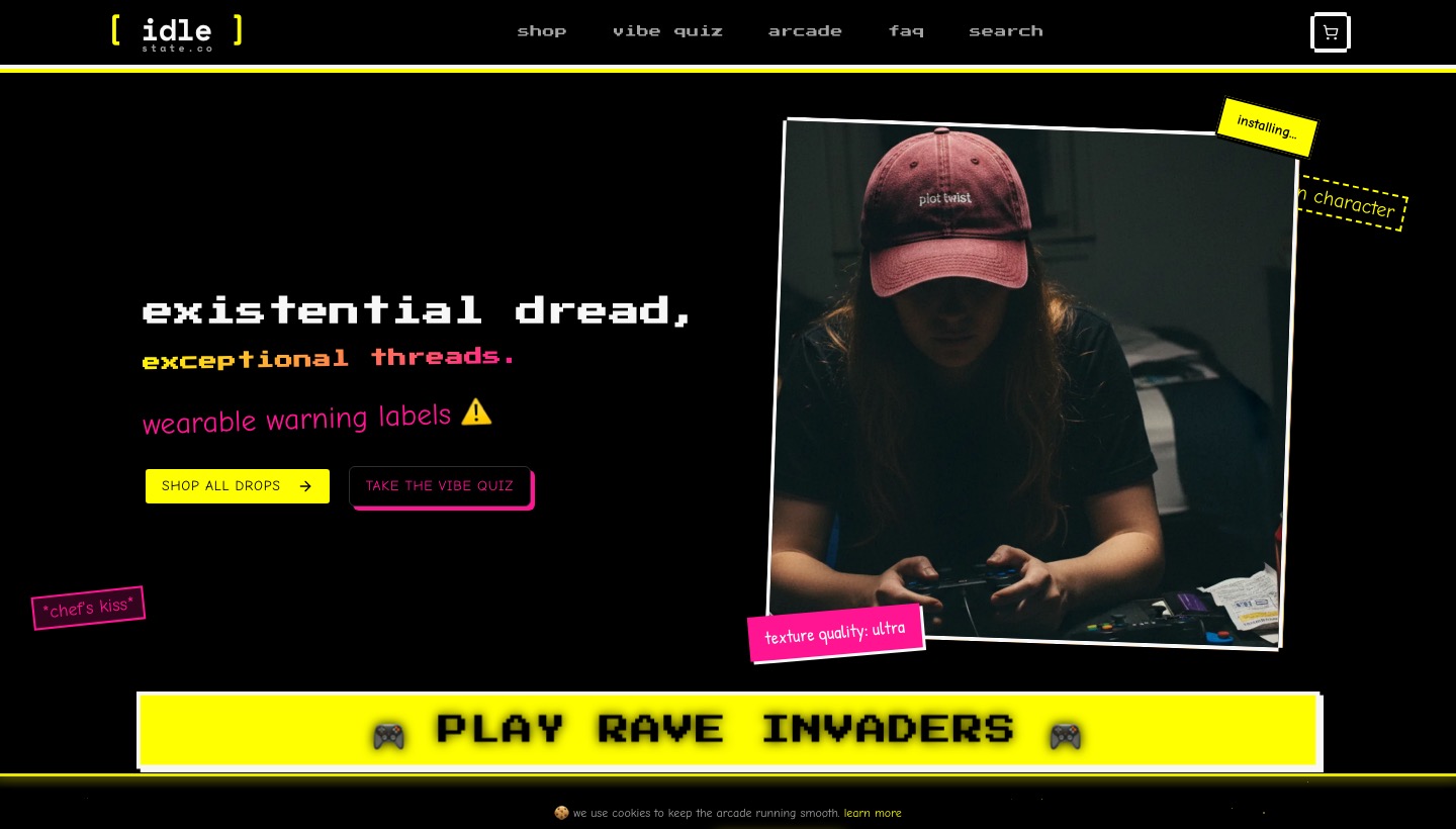 Idle State custom cap storefront